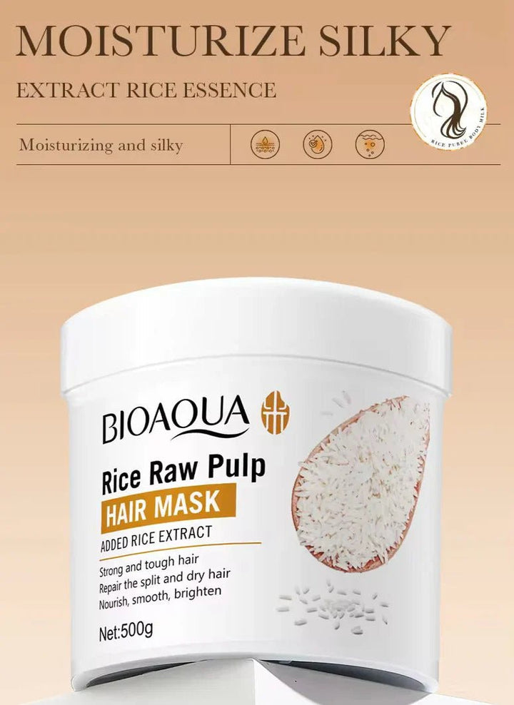 Bioaqua Rice Raw Pulp Hair Mask 500G bioaqua - Luxeery