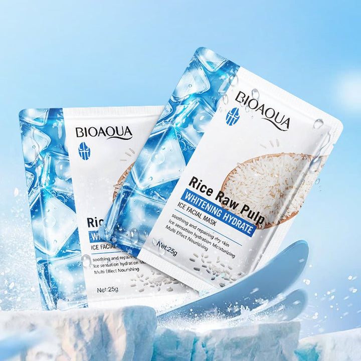 Bioaqua Rice Raw Pulp Whitening Hydrate Ice Facial Mask 25G - 1 PC bioaqua - Luxeery