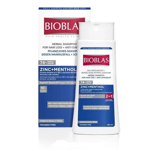 Bioblas Anti - Hair Loss Against Dandruff Shampoo (Zinc + Menthol) - 360ml Bioblas - Luxeery