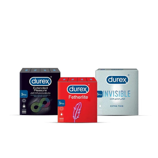 Bundle - Durex Condom Invisible 3'S + Durex - Condoms 3S Performa + Durex - Condoms 3S Feather Lite Durex Pakistan - Luxeery