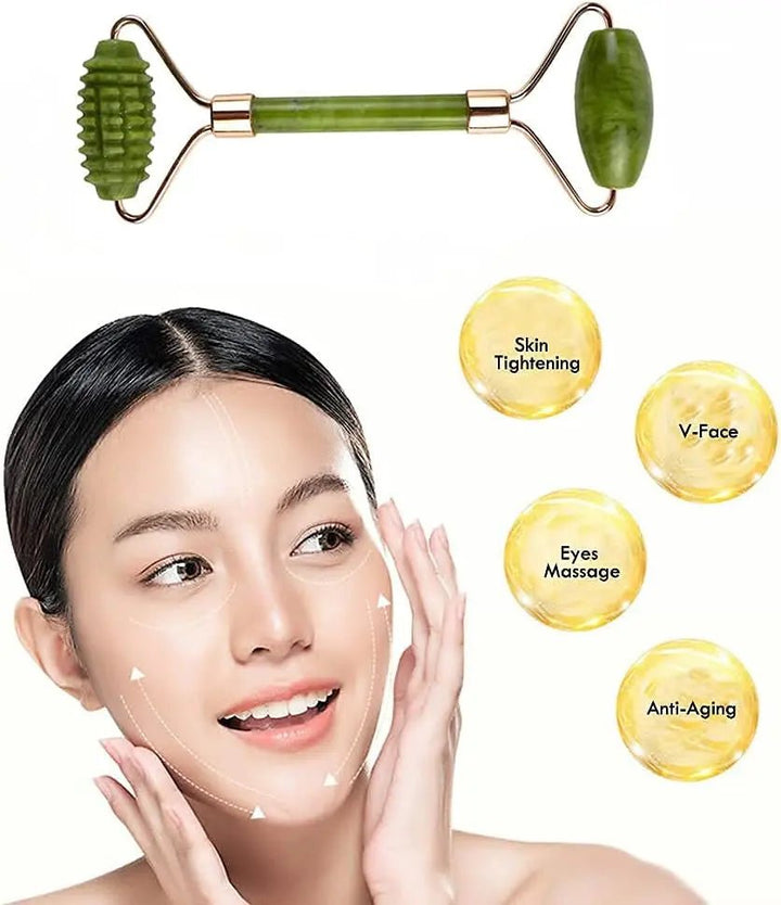 Bundle - Facial Beauty Jade Rollers for Face - Facial Massage Tool + L'Oreal Paris Revitalift 1.5% Hyaluronic Acid Face Serum 15 Ml Luxeery - Luxeery