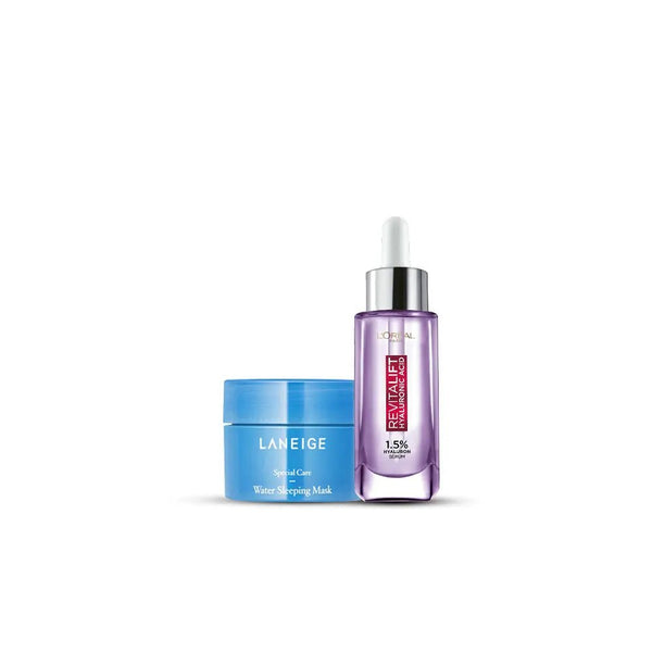 Bundle - L'Oreal Paris Revitalift 1.5% Hyaluronic Acid Face Serum 30 Ml + Laneige Water Sleeping Mask 15Ml Luxeery - Luxeery