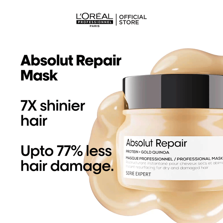 Bundle - L'Oreal Professional - Serie Expert Absolute Repair Mask 250 ML + L'Oreal Professional - Serie Expert Absolute Repair Shampoo 300 ML + L'Oreal Professional - Serie Expert Absolute Repair Hair Serum 90 ML L'Oreal Professional - Luxeery