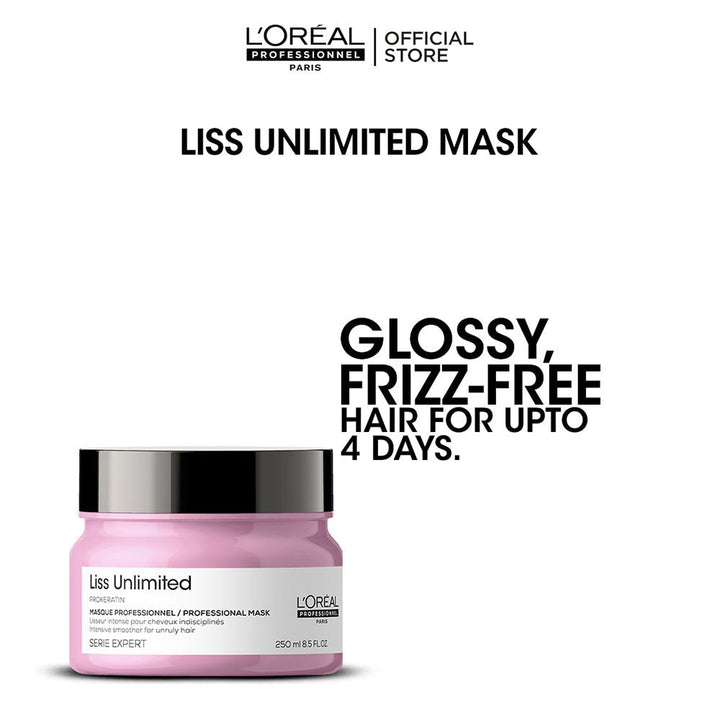 Bundle - L'Oreal Professional - Serie Expert Liss Unlimited Mask 250 ML + L'Oreal Professional - Serie Expert Liss Unlimited Shampoo 300 ML + L'Oreal Professional - Serie Expert Liss Unlimited Shine Perfecting Blow Dry Hair Oil 125 ML L'Oreal Professional - Luxeery