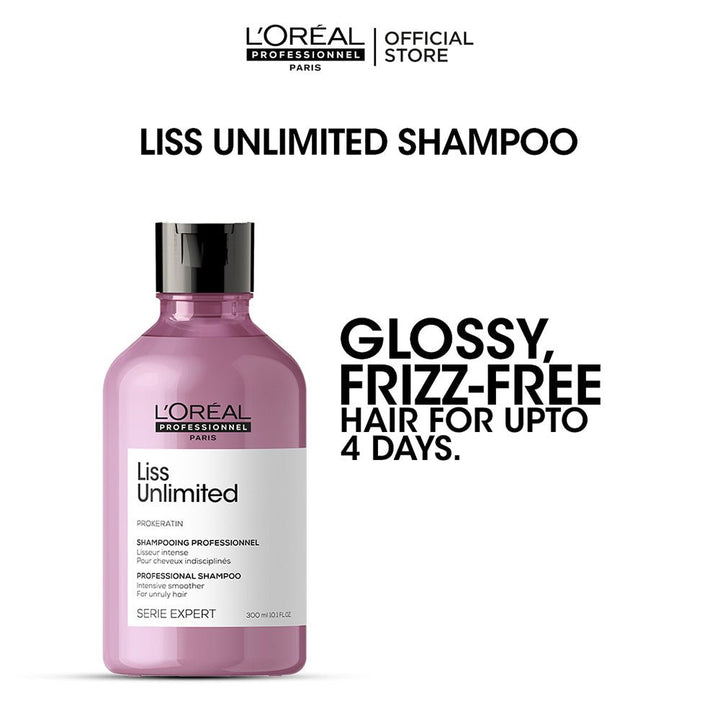 Bundle - L'Oreal Professional - Serie Expert Liss Unlimited Mask 250 ML + L'Oreal Professional - Serie Expert Liss Unlimited Shampoo 300 ML + L'Oreal Professional - Serie Expert Liss Unlimited Shine Perfecting Blow Dry Hair Oil 125 ML L'Oreal Professional - Luxeery