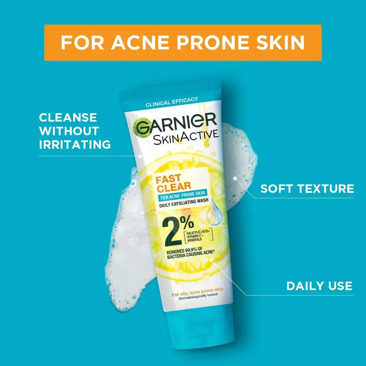 Garnier Fast Clear Facewash For Acne Prone Skin 100ml Garnier - Luxeery