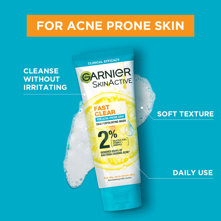 Garnier Fast Clear Facewash For Acne Prone Skin 50ml Garnier SkinCare - Luxeery