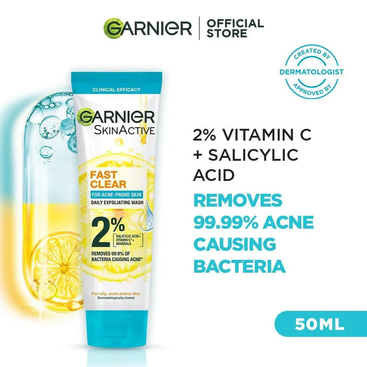 Garnier Fast Clear Facewash For Acne Prone Skin 50ml Garnier - Luxeery