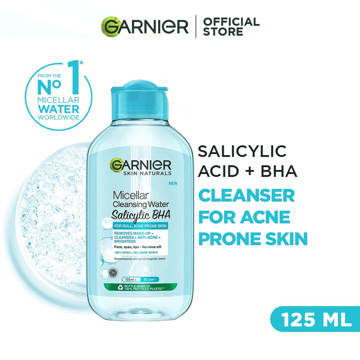 Garnier Salicylic + BHA Micellar Cleansing Water for Acne Prone Skin - 125Ml Garnier SkinCare - Luxeery