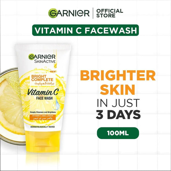 Garnier Skin Active Bright Complete Face Wash 100Ml - For Brighter Skin Garnier - Luxeery