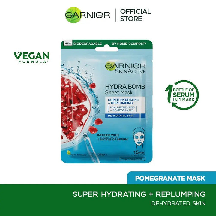 Garnier Skin Active Hydra Bomb Pomegranate Tissue Face Mask, Hydrating And Replenishing 28G Garnier - Luxeery