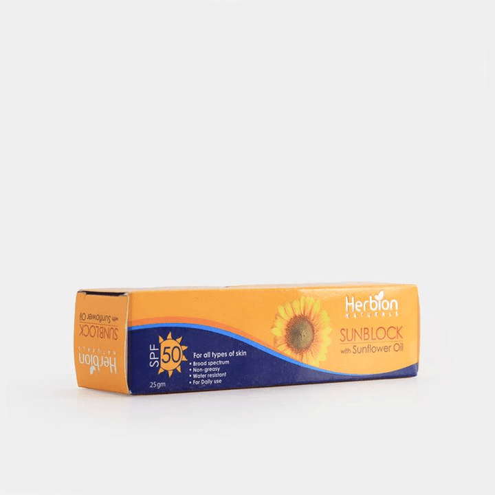 Herbion Naturals Sun Block With Sun Flower Oil 25Gm Herbion - Luxeery