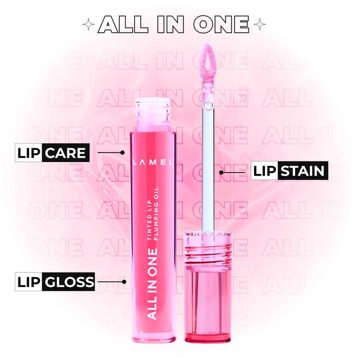 Lamel - All In One Lip Tinted Plumping Oil №402 Pink Sparkle Lamel - Luxeery