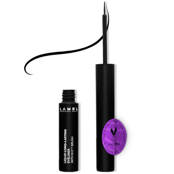 Lamel - Liquid Long - Lasting Eyeliner With Soft Brush №401 Carbon Black Lamel - Luxeery