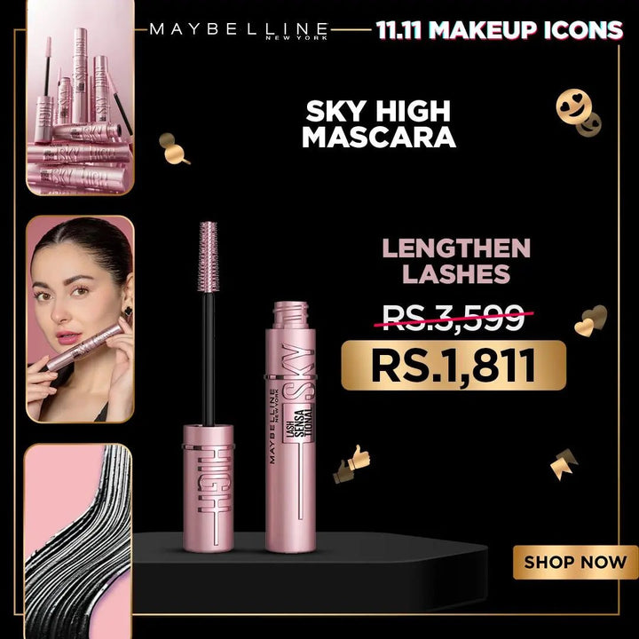 L'Oreal Mega Deals - Maybelline New York Lash Sensational Waterproof Sky High Mascara - 01 Very Black/Noir L'Oreal Mega Deals - Luxeery