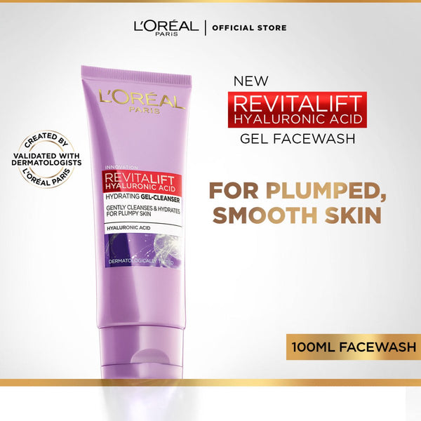 L'Oreal Paris Revitalift Hyaluronic Acid Hydrating Gel Facewash 100ml L'Oreal Skincare - Luxeery