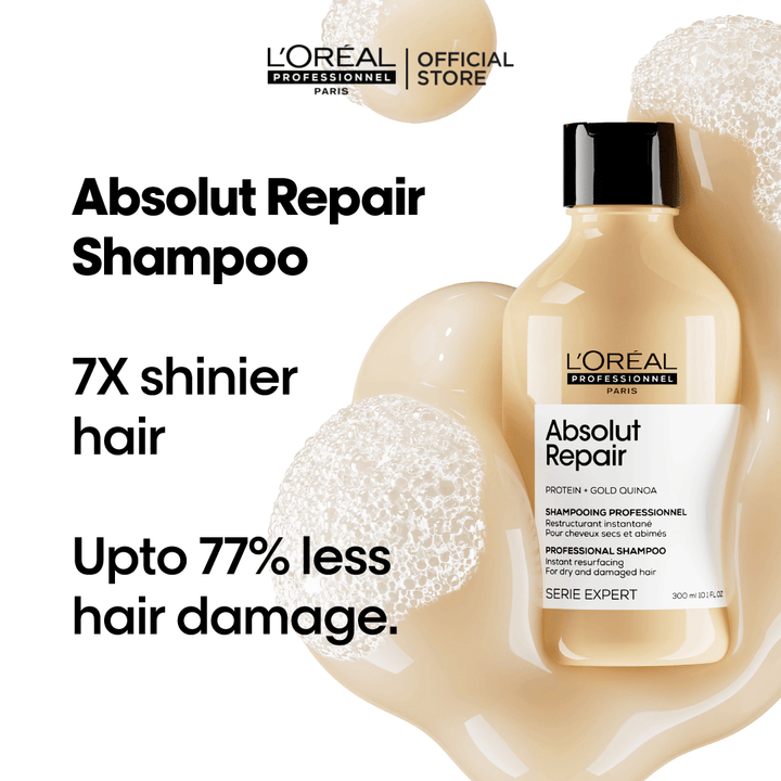 L'Oreal Professional - Serie Expert Absolute Repair Shampoo 300 ML - For Dry & Damaged Hair with free gift L'Oreal Professional - Luxeery