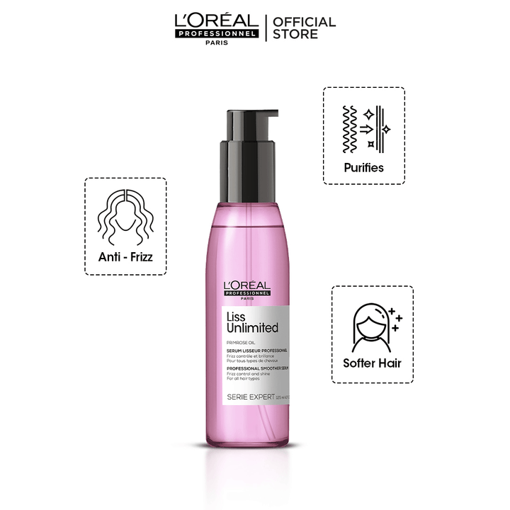 L'Oreal Professional - Serie Expert Liss Unlimited Shine Perfecting Blow Dry Hair Oil 125 ML - For Frizzy & Unruly Hair with free gift L'Oreal Professional - Luxeery