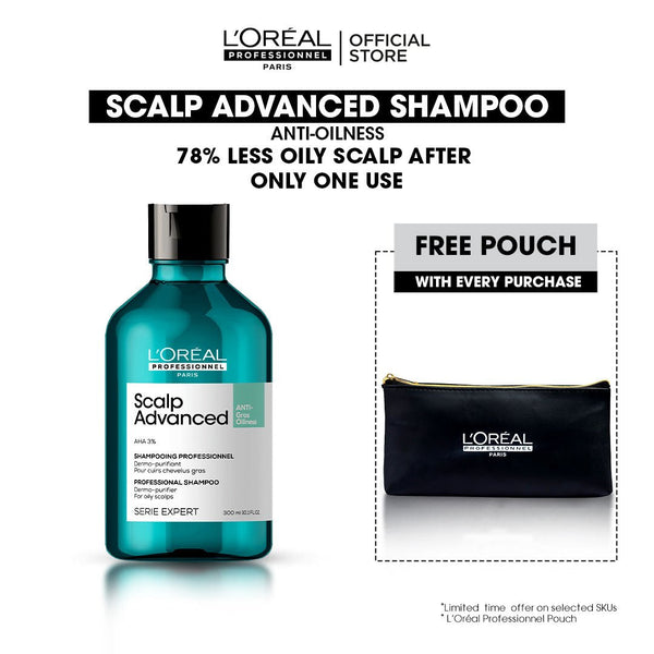 L'Oreal Professional - Serie Expert Scalp Advance Shampoo 300 ML - For Oily Scalp with free gift L'Oreal Professional - Luxeery