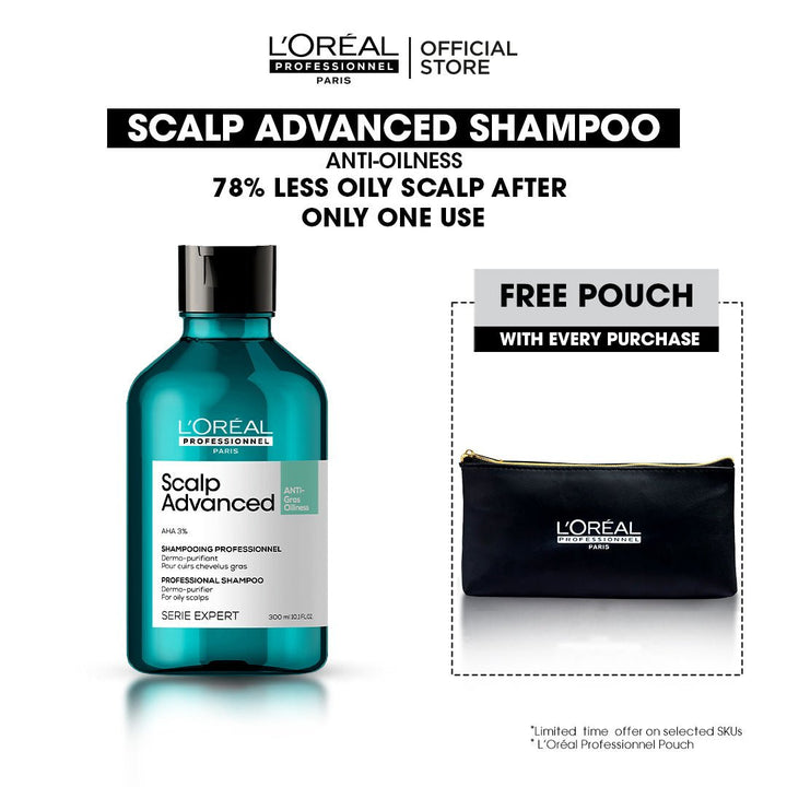 L'Oreal Professional - Serie Expert Scalp Advance Shampoo 300 ML - For Oily Scalp with free gift L'Oreal Professional - Luxeery