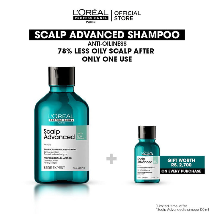 L'Oreal Professional - Serie Expert Scalp Advance Shampoo 300 ML - For Oily Scalp with free gift L'Oreal Professional - Luxeery