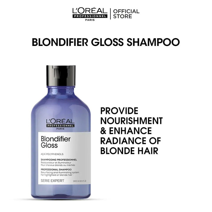 Loreal Professionnel Serie Expert Blondifier Gloss Shampoo - 300ml - For Highlighted Or Blond Hair Loreal Professionnel - Luxeery