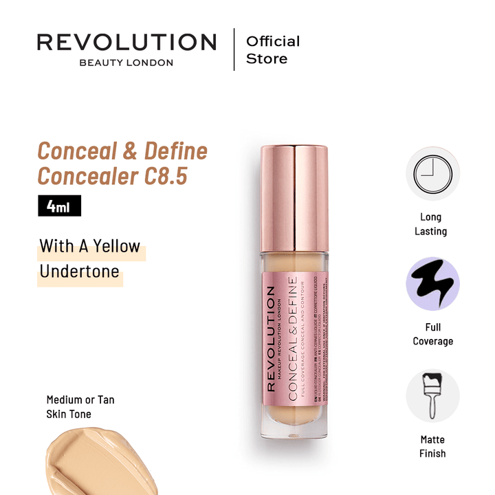 Makeup Revolution Conceal & Define Concealer C8.5 4ml Makeup Revolution - Luxeery