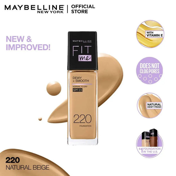 Maybelline Fit Me Dewy+Smooth Foundation 220 Natural Beige Maybelline - Luxeery