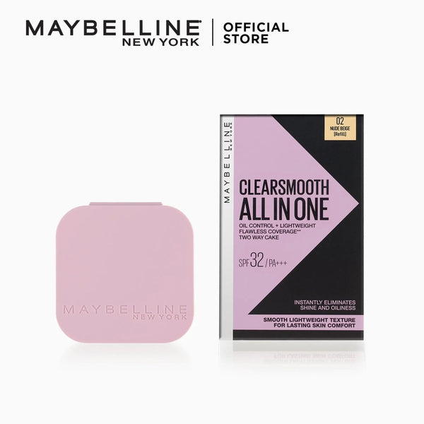 Maybelline New York Clear Smooth All In One Powder Foundation - 02 Nude Beige Maybelline - Luxeery