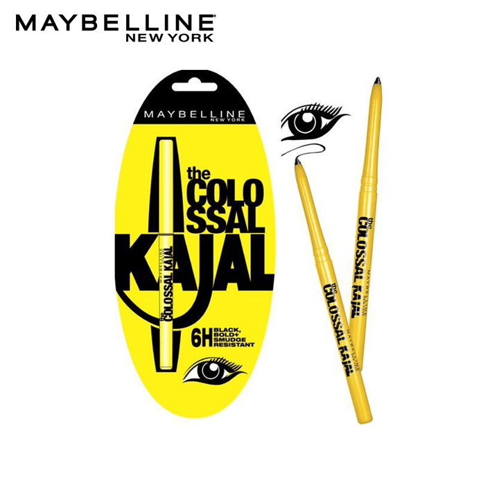 Maybelline New York Colossal 6 Hr Kajal Khol Liner - 01 Black Smudge Proof Kajal Maybelline - Luxeery