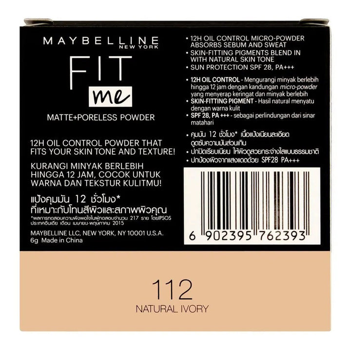 Maybelline New York Fit Me Matte & Poreless Compact Powder - 112 Natural Ivory Maybelline - Luxeery