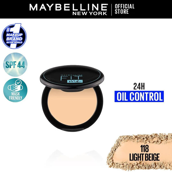 Maybelline New York Fit Me Matte & Poreless Compact Powder - 118 Light Beige Maybelline - Luxeery