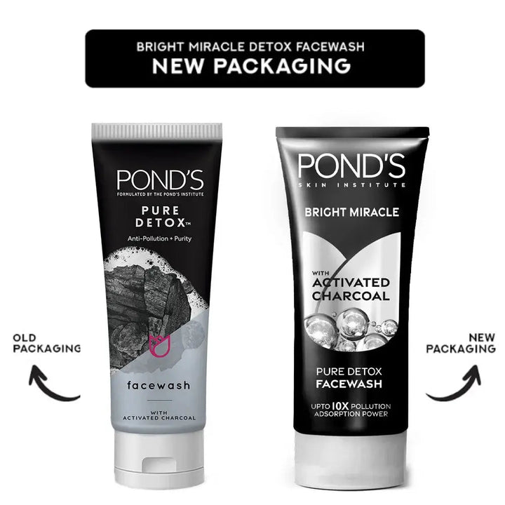 POND'S Bright Miracle Detox Facewash | 10X Power of Activated Charcoal - 100g Ponds - Luxeery