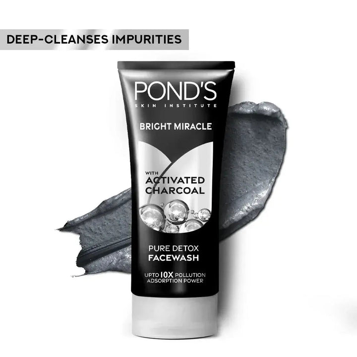 POND'S Bright Miracle Detox Facewash | 10X Power of Activated Charcoal - 100g Ponds - Luxeery