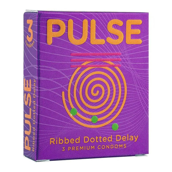 Pulse - Ribbed Dotted Delay 3 Premium Condoms Pulse - Luxeery