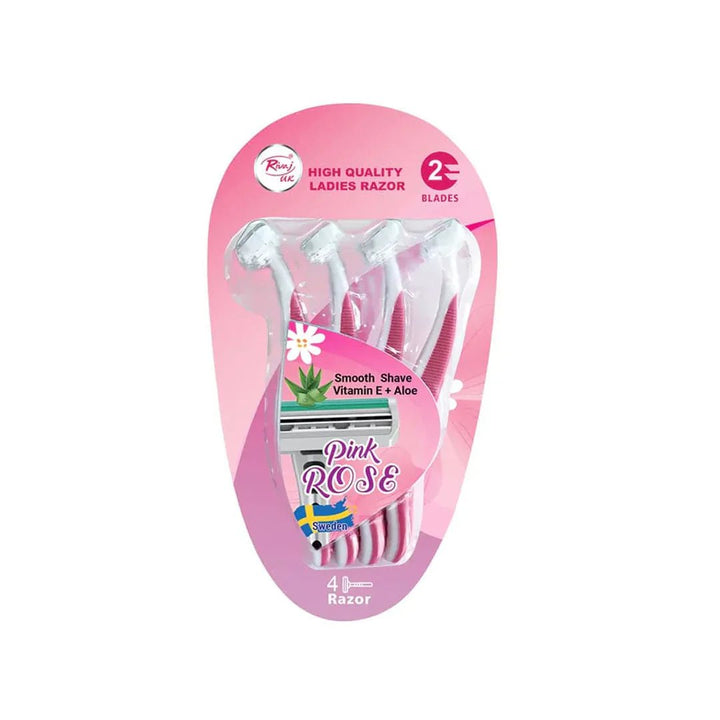 Rivaj - Ladies Pink Rose Razor (Pack of 4) Rivaj - Luxeery