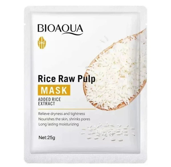 Rs 12 - Bioaqua Rice Raw Pulp Mask Rice Extract 25G Luxeery - Luxeery