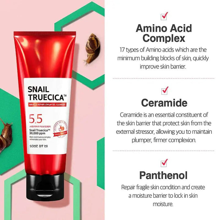 Some By Mi Snail Truecica Miracle Repair Low pH Gel Cleanser/100ml Some By Mi - Luxeery