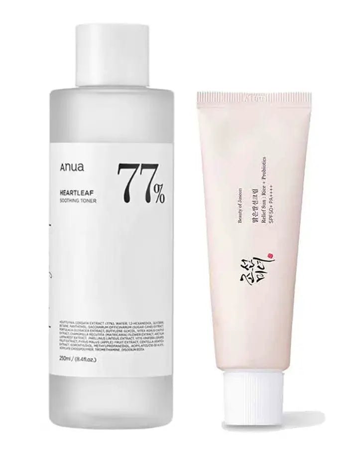 [Soothing and radiant Duo] Anua - Heartleaf 77% Soothing Toner 40ml + Beauty of Joseon Relief Sun : Rice + Probiotics SPF50+ PA++++ 10 ml ANUA + Beauty of JOSEON - Luxeery