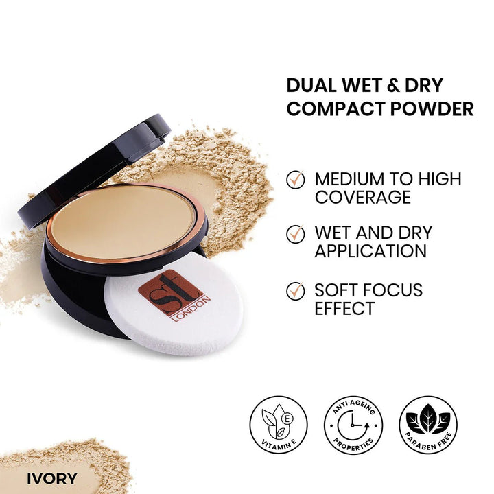 ST London - Dual Wet & Dry Compact Powder Ivory - 14g ST London - Luxeery