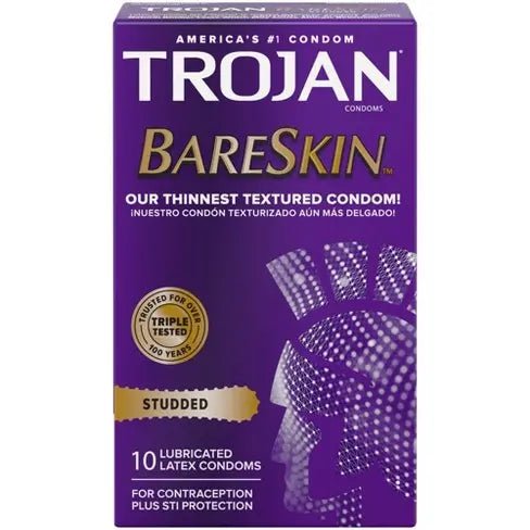 Trojan Bare Skin Premium Lubricated Condoms 10Pcs Trojan - Luxeery