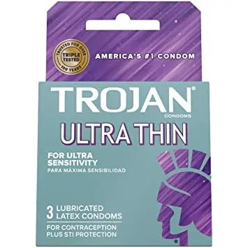 Trojan - Condom Sensitivity Ultra Thin Premium Lubricant - 3Ct Trojan - Luxeery