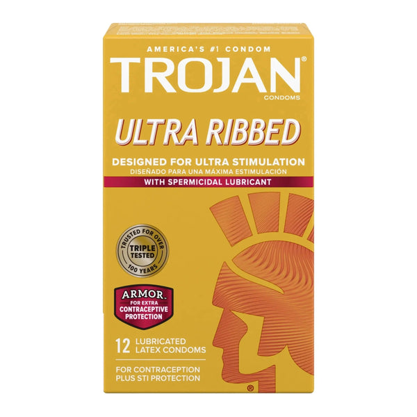 Trojan - Condom Ultra Ribbed Lubricated - 12Ct Trojan - Luxeery