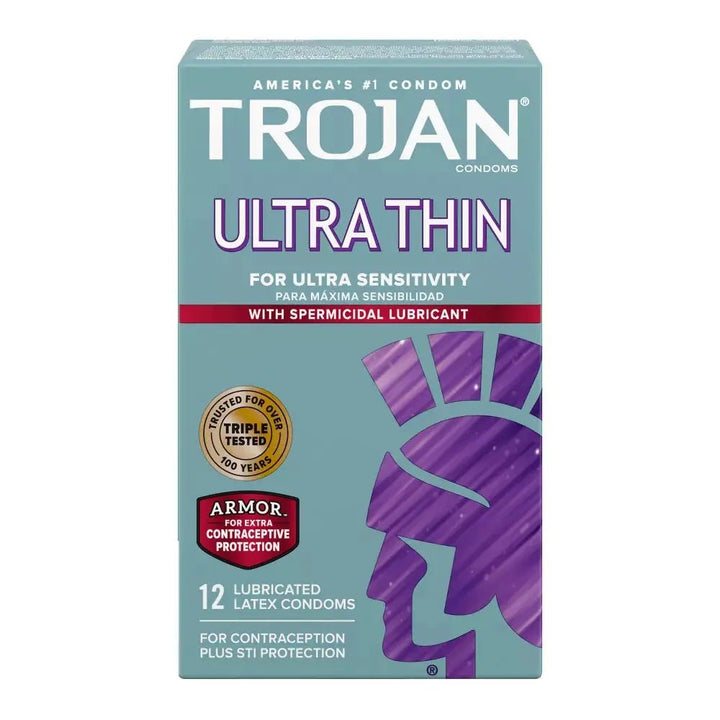 Trojan - Condom Ultra Thin For Ultra Sensitivity With Spermicidal - 12Ct Trojan - Luxeery