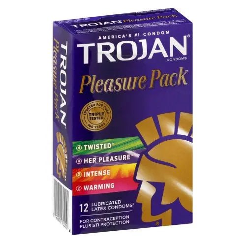 Trojan - Pleasure Pack Lubricated Condoms - 12S Trojan - Luxeery