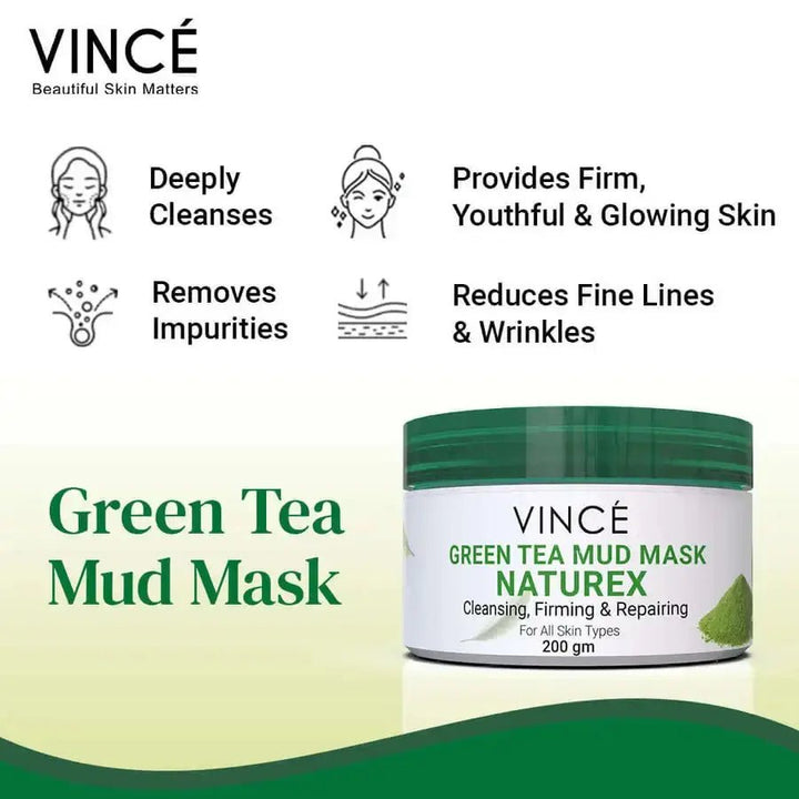 Vince - Green Tea Mud Mask - 200Gm Vince - Luxeery